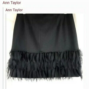 ANN TAYLOR Black Feather Mini Skirt 4P